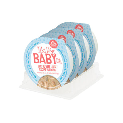 Tiki Dog® Baby Beef & Beef Liver Recipe in Broth Wet Puppy Food 3oz*4