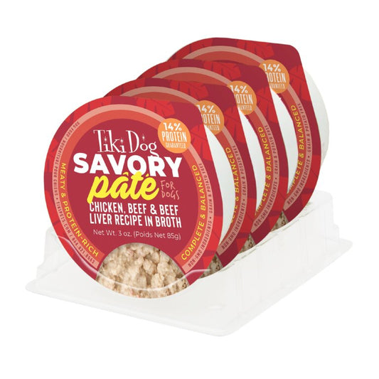 Tiki Dog® Savory Pâté: Chicken, Beef & Beef Liver Recipe 3oz*4