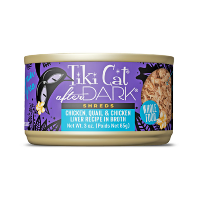 Tiki Cat® After Dark™ Shreds Chicken, Quail and Chicken Liver Wet Cat Food 3oz