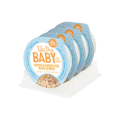 Tiki Dog® Baby Chicken & Chicken Liver Recipe in Broth Wet Puppy Food 3oz*4