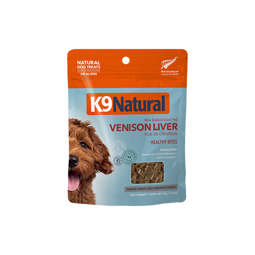 K9 Natural™ New Zealand Grass-Fed Venison Liver Healthy Bites Grain Free Freeze Dried Dog Treat 50gm