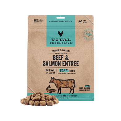 Vital Essentials® Freeze-Dried Raw Protein Beef & Salmon Entree Meal or Mixer Soft Nibs
