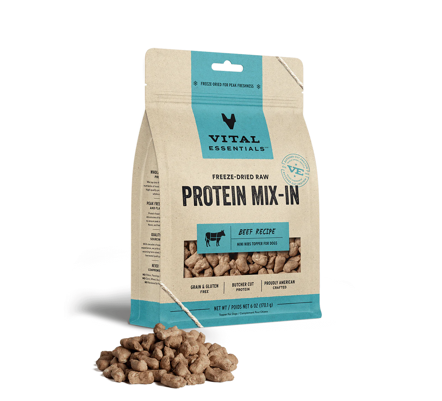 VE FDR Protein Mix-In Beef Mini Nibs Topper Dogs 18oz