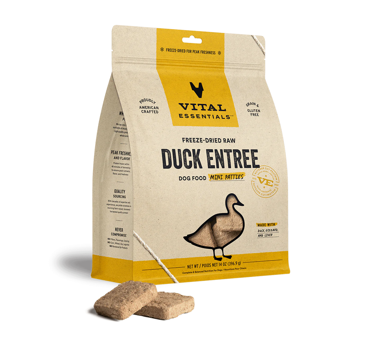 VE FDR Duck Entree Dog Food Mini Patties 14oz