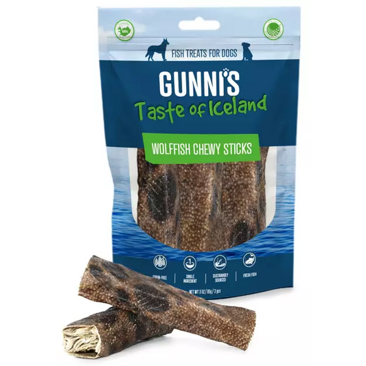 Gunni's Taste of Iceland Wolffish Skin Chewy Sticks 3pcs