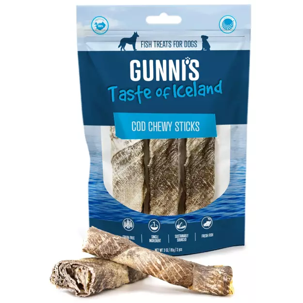 Gunni's Taste of Iceland Cod Skin Chewy Sticks 3pc