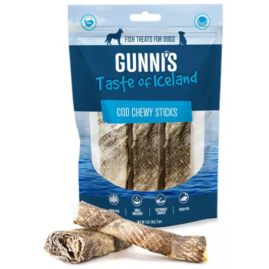 Gunni's Taste of Iceland Cod Skin Chewy Sticks 3pc
