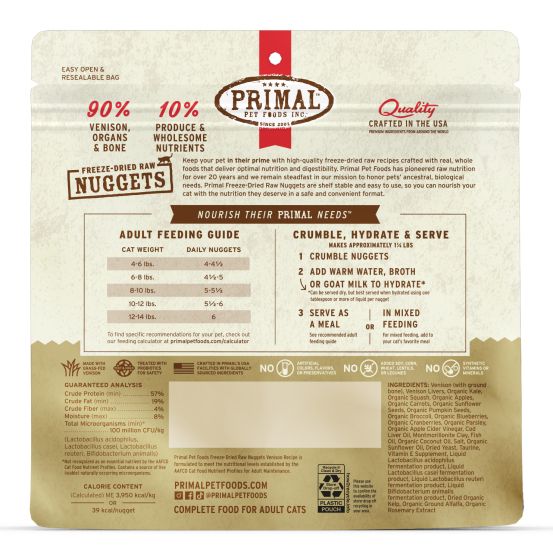 Primal Freeze Dried Venison Nuggets Cat
