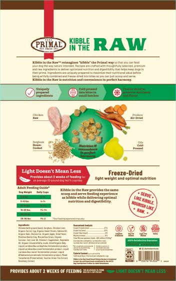 Primal Kibble In The Raw Small Breed Chicken Recipe Dog