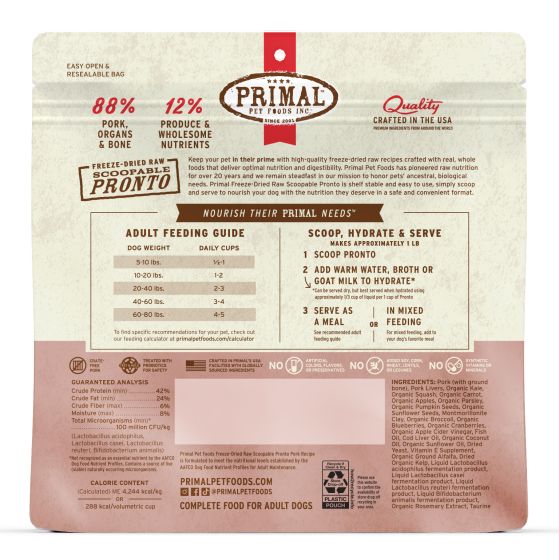 PRIMAL Freeze Dried Raw Pronto Pork Recipe DOG
