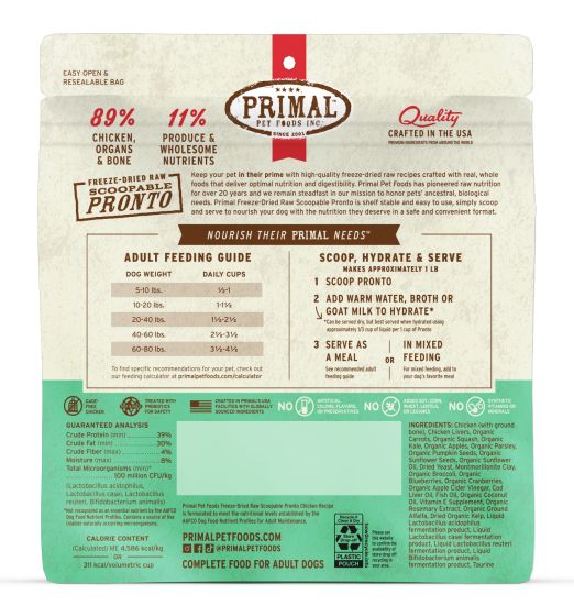 PRIMAL Freeze Dried Raw Pronto Chicken Recipe DOG