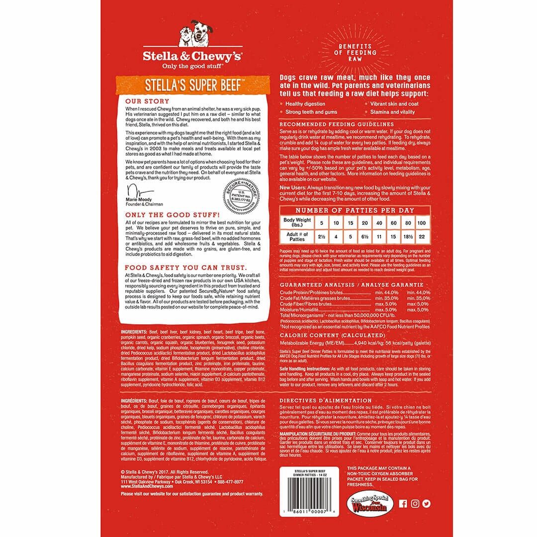 STELLA & CHEWY'S® STELLA'S SUPER BEEF DINNER PATTIES FREEZE-DRIED RAW DOG FOOD