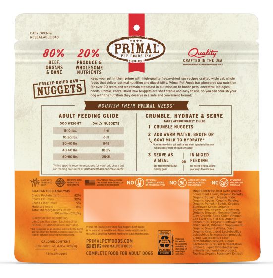 Primal Freeze Dried Beef Nuggets Dog