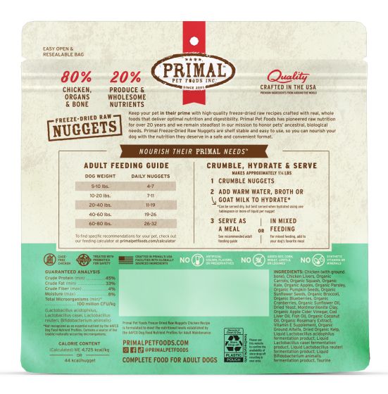 Primal Freeze Dried Chicken Nuggets Dog