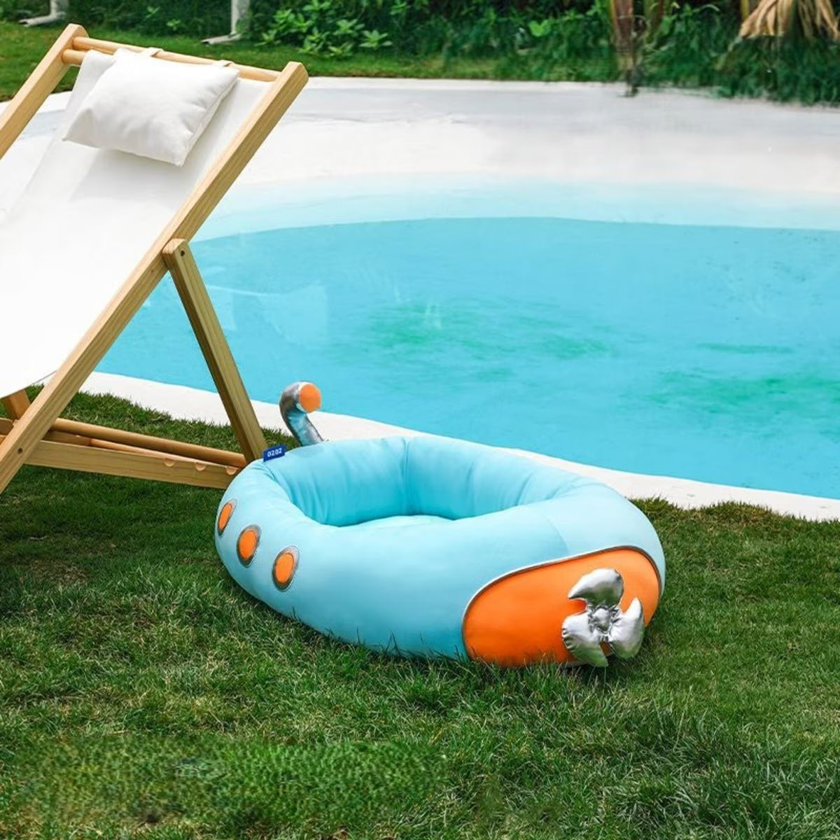 ZEZE Submarine Cool Sensation Bolster Dog Bed, Blue, Large