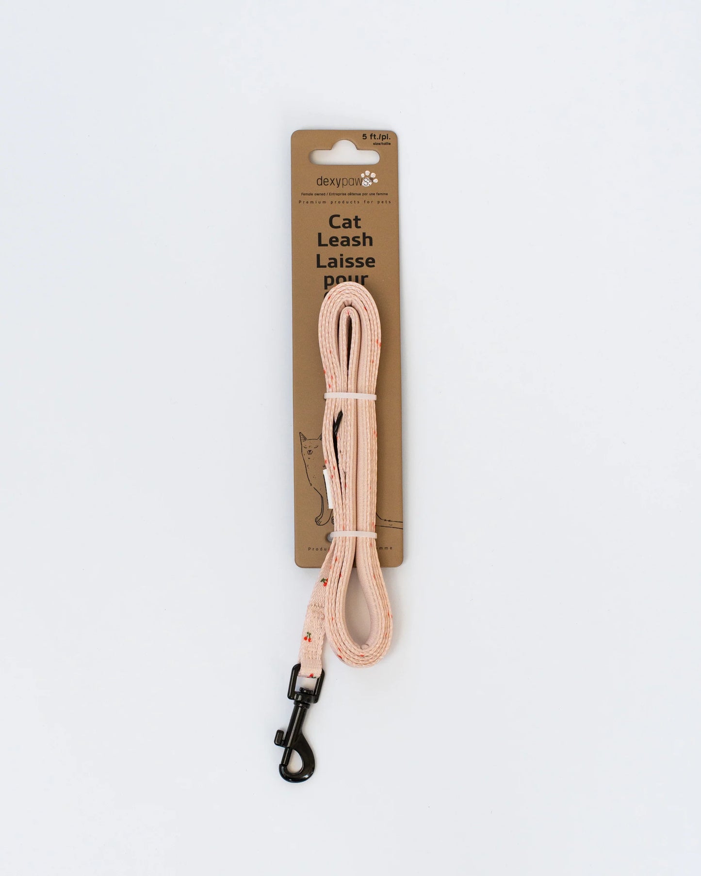 Dexypaws Polyester Leash For Cat, Nude With Cherry Print 5'