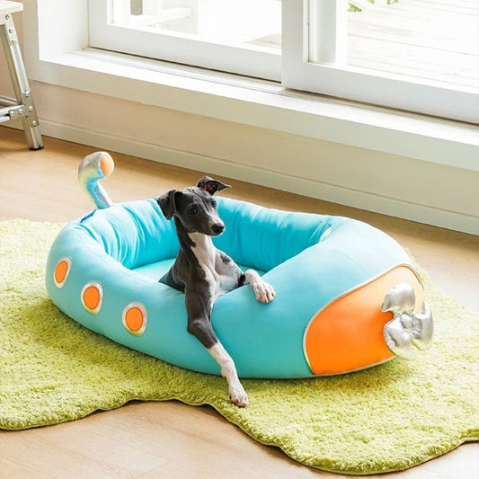 ZEZE Submarine Cool Sensation Bolster Dog Bed, Blue, Large
