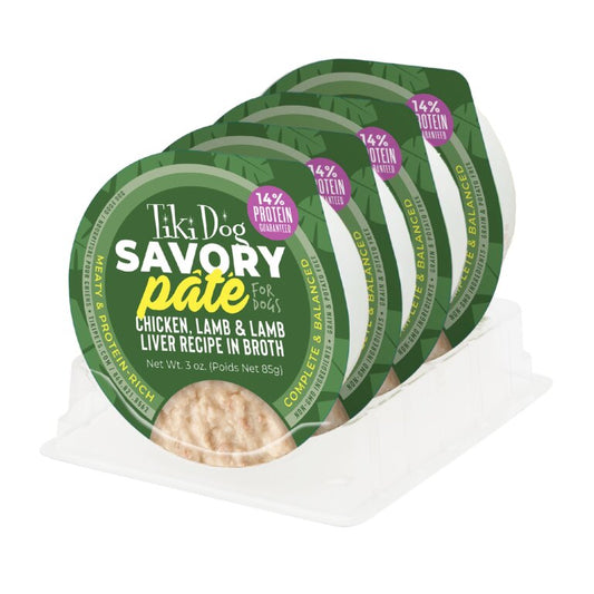 Tiki Dog® Savory Pâté: Chicken, Lamb & Lamb Liver Recipe 3oz*4