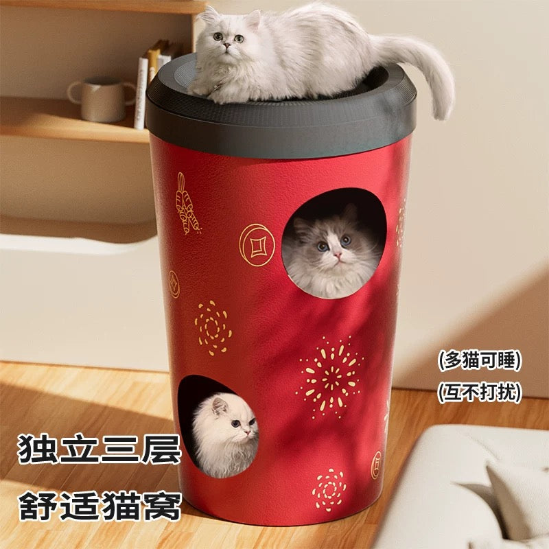Chinese New Year Bubble Tea Cat House Scratcher