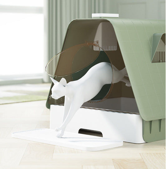 Triangular Enclosed Cat Litter Box – Extra Large, Anti-Odor, Easy Clean