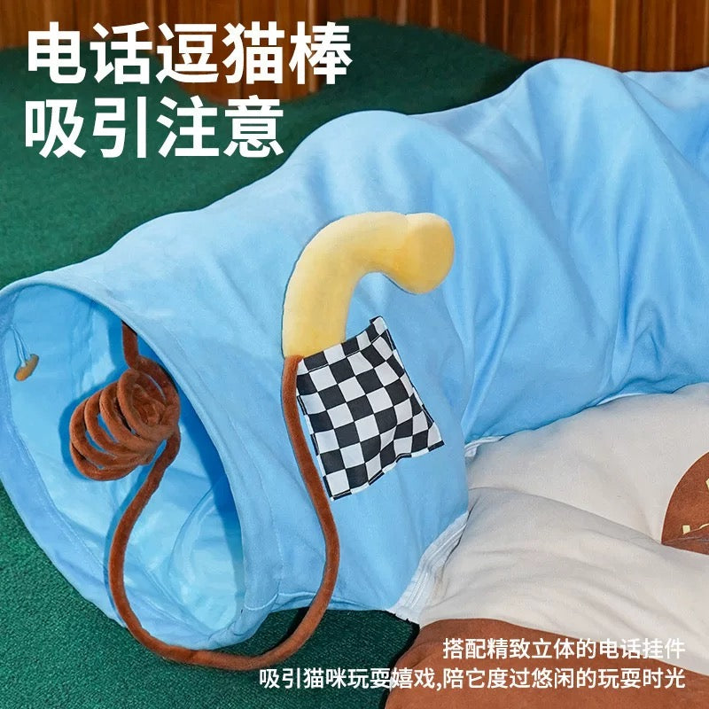 ZEZE Retro Phone Tunnel Cat Bed & Toy