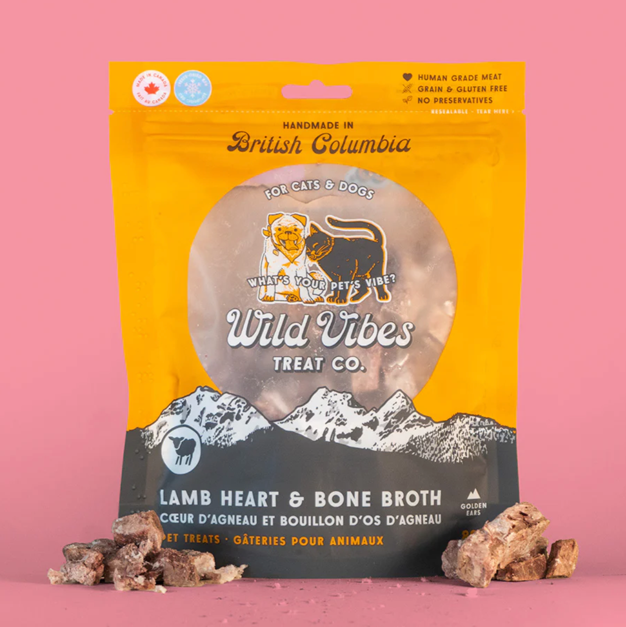 Wild Vibes Lamb Heart & Bone Broth Treats 80g