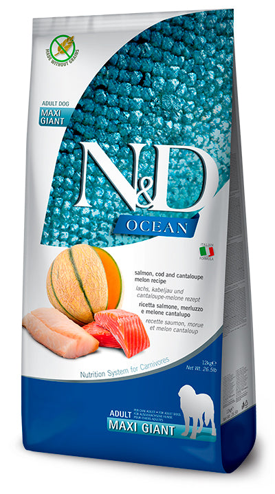 Farmina N&D Ocean Canine Salmon, Cod & Cantaloupe Maxi Giant-Large Bag 12kg