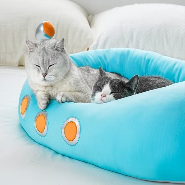 ZEZE Submarine Cool Sensation Bolster Dog Bed, Blue, Large