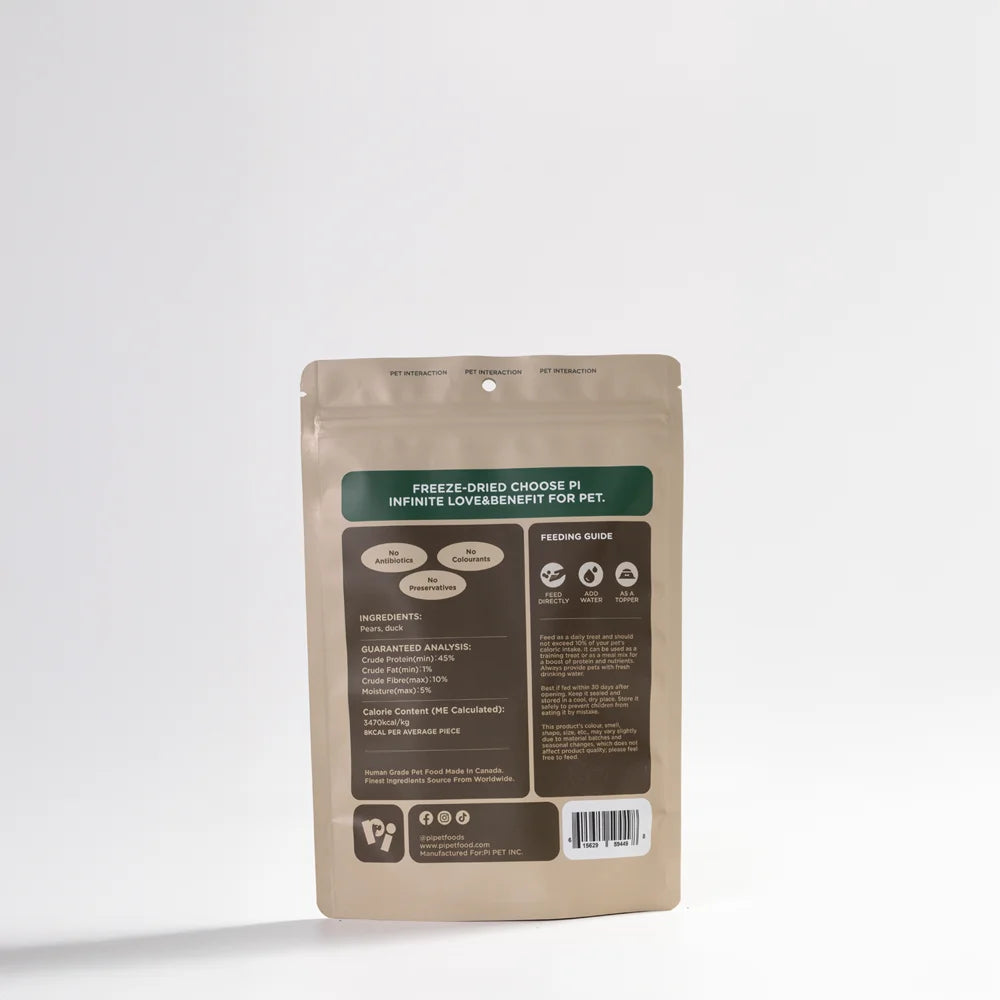 PI Pet Food – Freeze-Dried Pears & Duck Twists – 42g