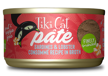 TIKI CAT® GRILL PÂTÉ SARDINES & LOBSTER CONSOMMÉ RECIPE IN BROTH WET CAT FOOD 2.8OZ*3pk