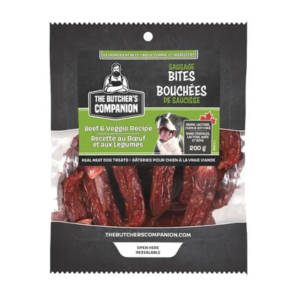 THE BUTCHER'S COMPANION SAUSAGE BITES REAL MEAT DOG TREATS 200G