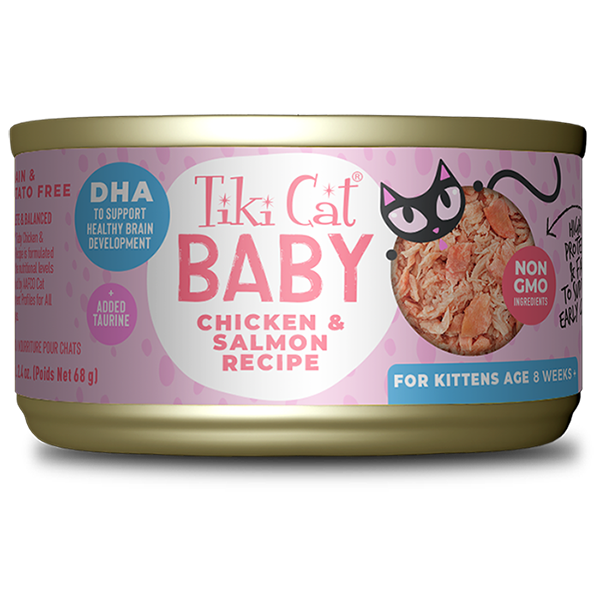 TIKI CAT® BABY KITTEN WHOLE FOODS WITH CHICKEN & SALMON RECIPE WET KITTEN FOOD 2.4 OZ*3pk