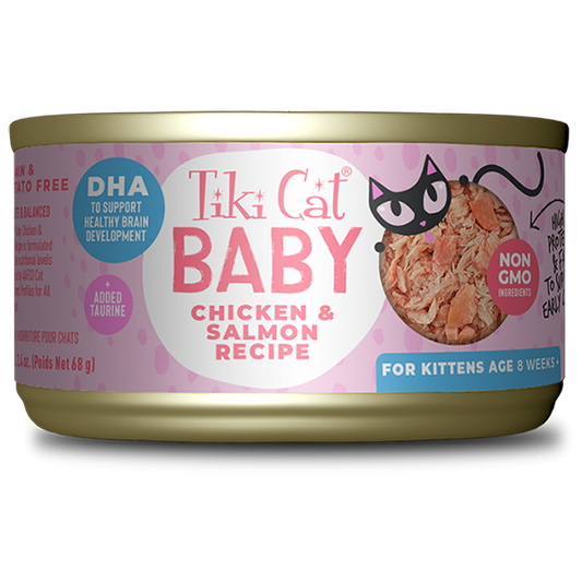 TIKI CAT® BABY KITTEN WHOLE FOODS WITH CHICKEN & SALMON RECIPE WET KITTEN FOOD 2.4 OZ*3pk