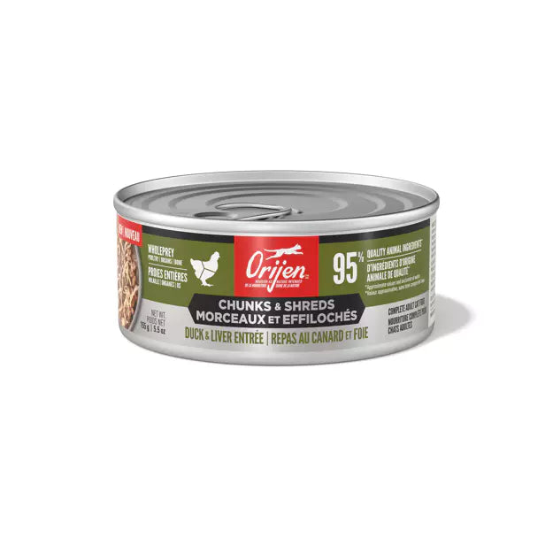 ORIJEN Chunks + Shreds Wet Cat Food Duck + Liver Entrée 155g 3pk