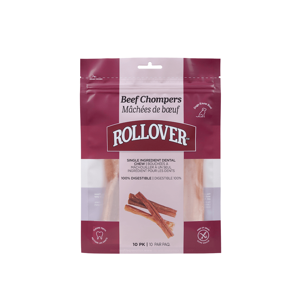 ROLLOVER© BEEF CHOMPERS DOG TREAT (10 PACK)