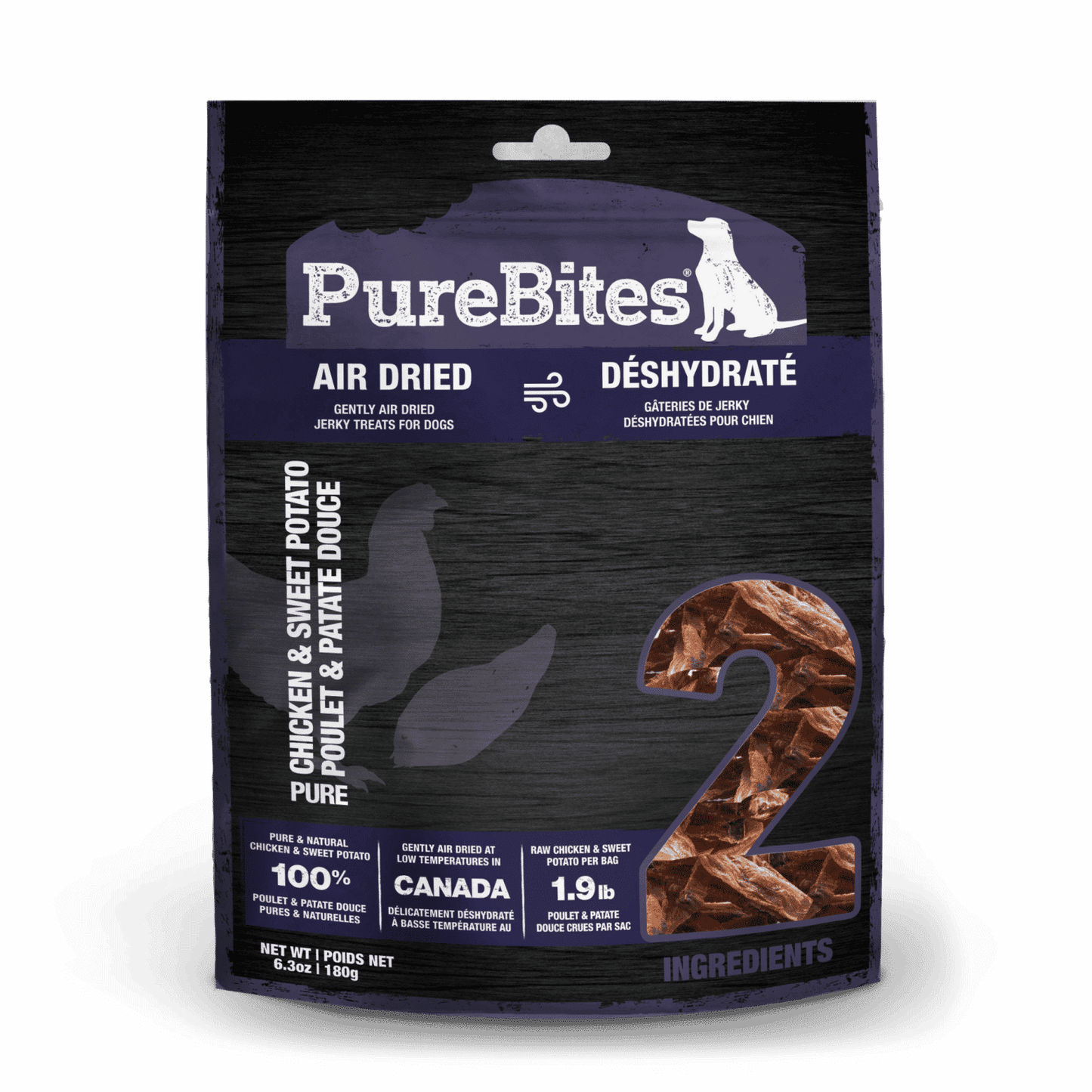 PUREBITES® CHICKEN & SWEET POTATO DOG JERKY TREATS 180 GM