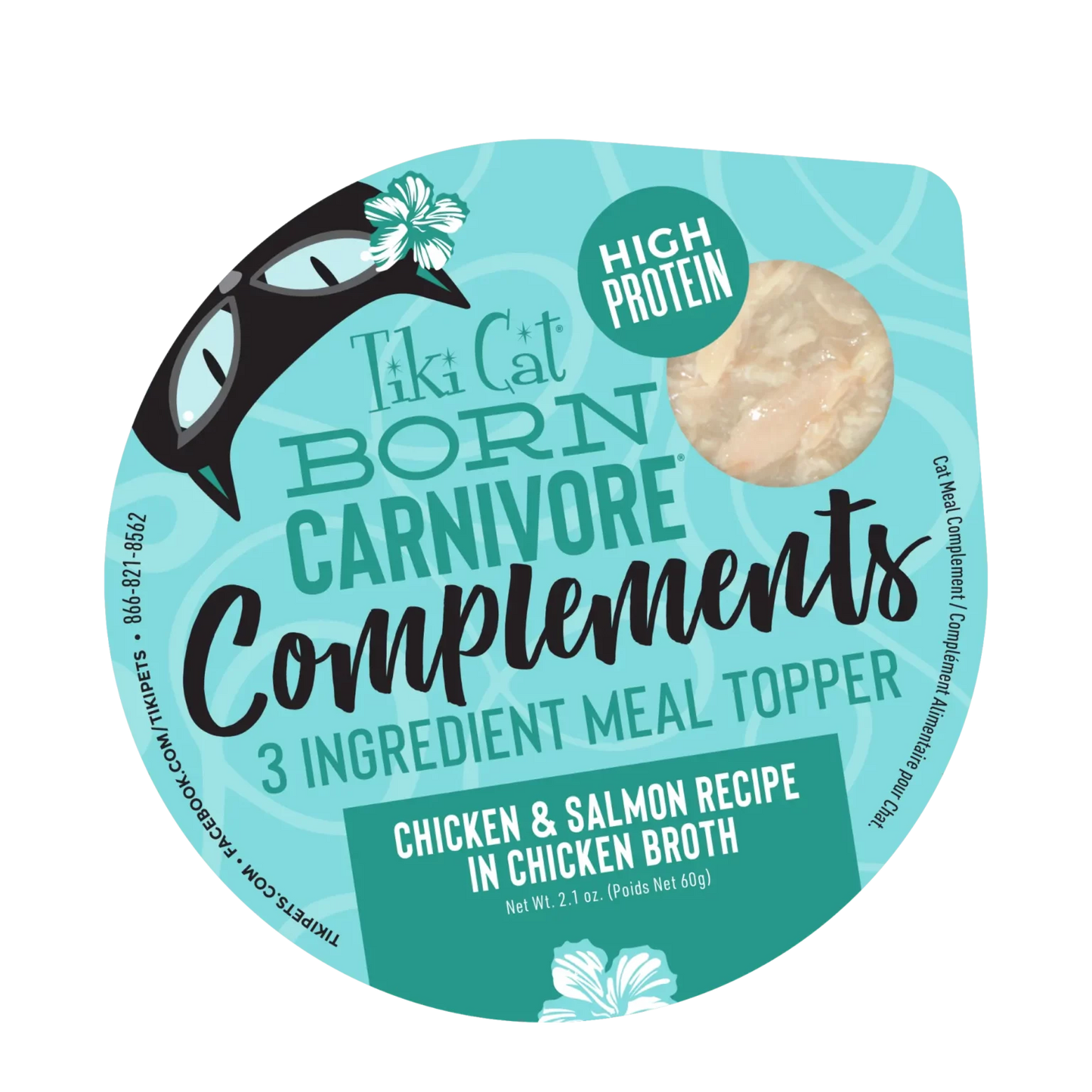 TIKI CAT® COMPLEMENTS CHICKEN & SALMON RECIPE IN CHICKEN BROTH WET CAT FOOD/TOPPER 2.1OZ*3pk