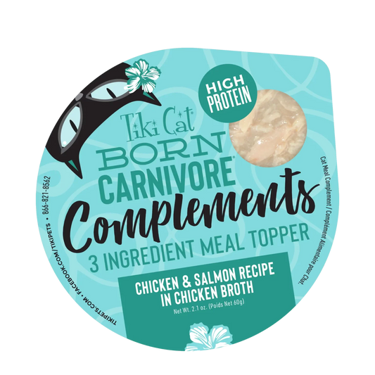 TIKI CAT® COMPLEMENTS CHICKEN & SALMON RECIPE IN CHICKEN BROTH WET CAT FOOD/TOPPER 2.1OZ*3pk