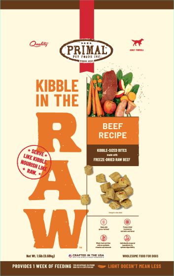 Primal Kibble In The Raw Beef Recipe Dog