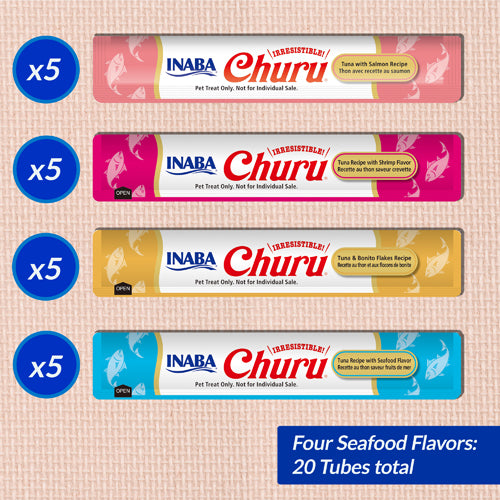 Inaba Cat Churu - Purées Variety Pack (20) - Seafood Recipes