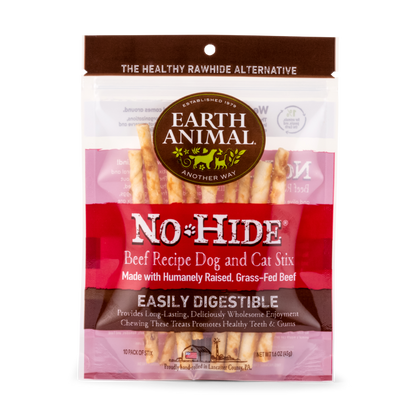 EARTH ANIMAL® NO-HIDE® BEEF RECIPE STIX (10 PACK) DOG & CAT CHEW