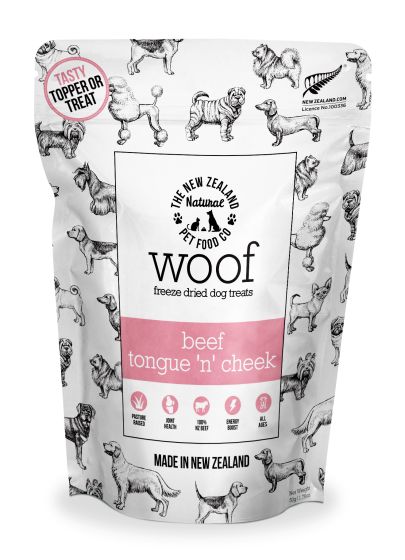 NZPF Woof Freeze Dried Beef Tongue 'n' Cheek Treats - 50g