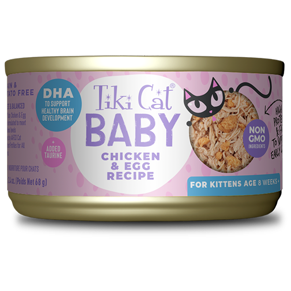 TIKI CAT® BABY KITTEN WHOLE FOODS WITH CHICKEN & EGG RECIPE WET KITTEN FOOD 2.4 OZ*3pk