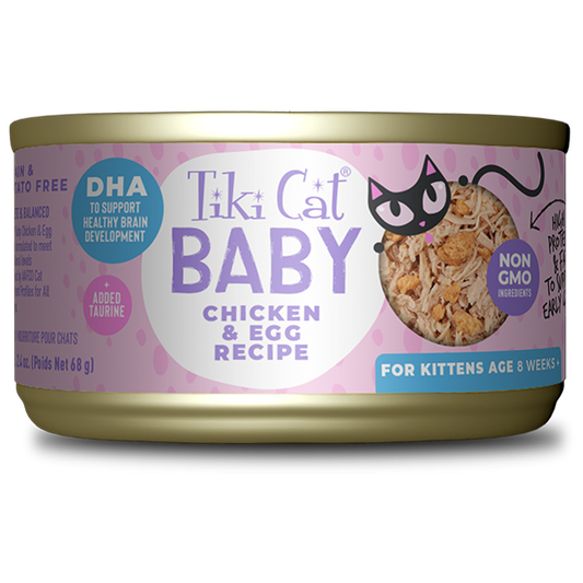 TIKI CAT® BABY KITTEN WHOLE FOODS WITH CHICKEN & EGG RECIPE WET KITTEN FOOD 2.4 OZ*3pk