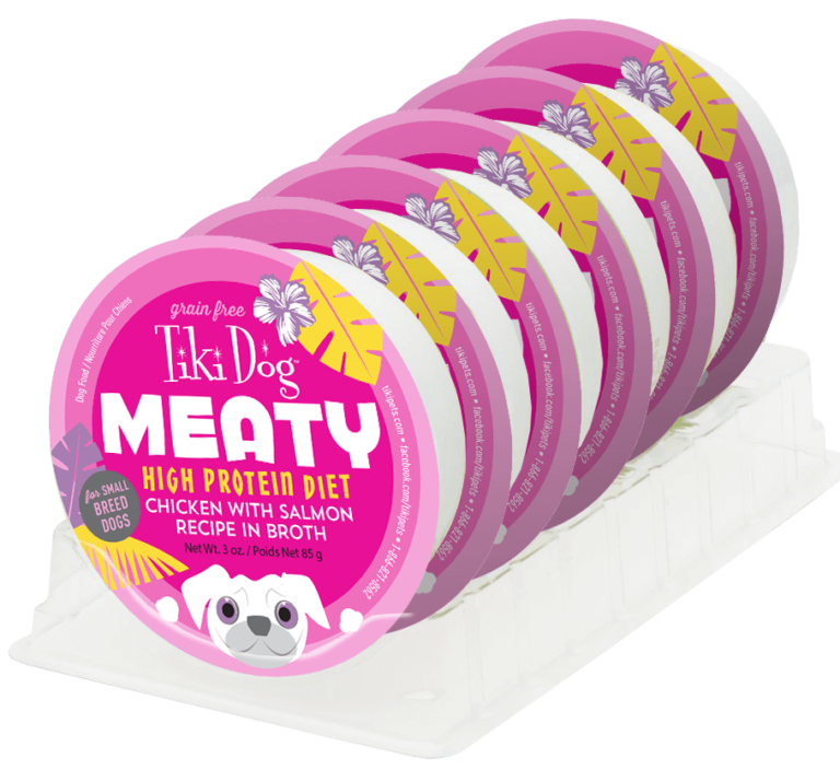 TIKI DOG™ MEATY CHICKEN WITH SALMON RECIPE IN BROTH WET DOG FOOD 3 OZ*3pk