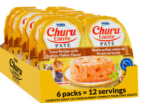 Inaba Cat Churu Entree Pate (Twin Cups) Tuna Recipe with Bonito Flakes*3