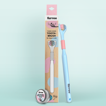 Furree Pet Three-Sided Toothbrush for Dogs and Cats – with a Free Toothpowder Sample