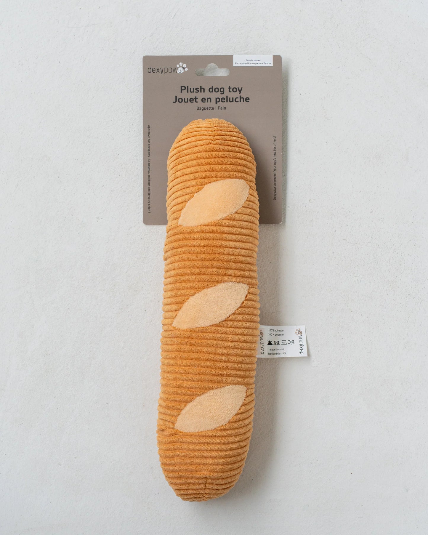 Dexypaws Plush Dog Toy, Baguette 12"