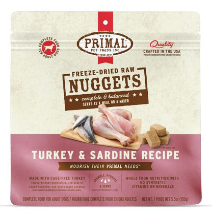 Primal Freeze Dried Turkey And Sardine Nuggets Dog