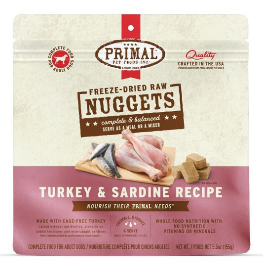 Primal Freeze Dried Turkey And Sardine Nuggets Dog